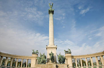Fototapeta na wymiar Budapest - The Millennium Monument in Heroes' Square