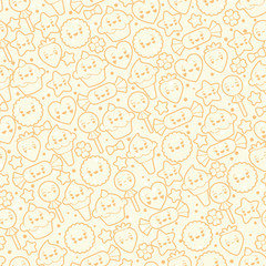Seamless kawaii pattern with cute cakes.