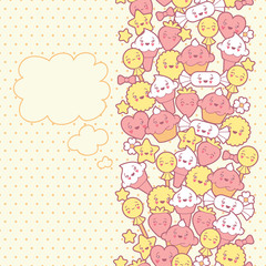 Seamless kawaii pattern with cute cakes.