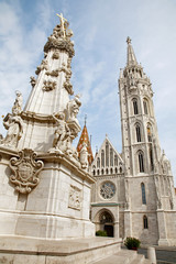 Budapest - St. Matthew's gothic Cathedral and Trinity column