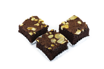 Almond Brownie ,isolated on white