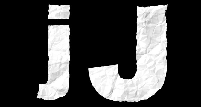 Crumple paper alphabet - J