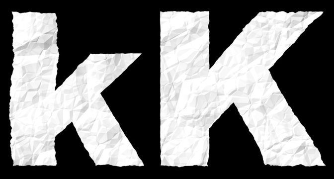 Crumple paper alphabet - K