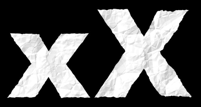 Crumple paper alphabet - X
