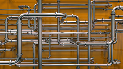 steel pipes on orange background