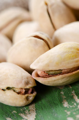 Close up pistachio on table