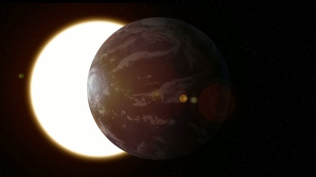 Dawn of the sun above the ground