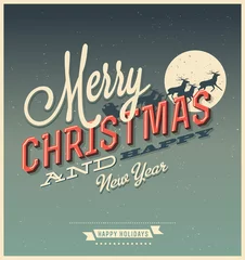 Papier Peint photo Poster vintage Fond de Noël et bonne année