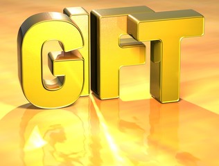 3D Word Gift on gold background