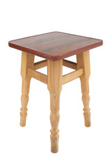 Wooden stool on a white background