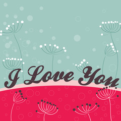 Fototapeta na wymiar I love you Valentines day greeting card, vector