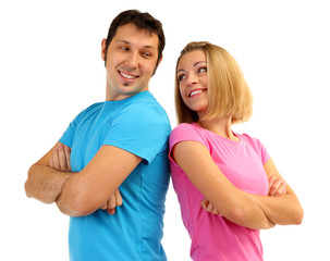 Fototapeta premium Loving couple isolated on white