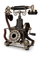 Fototapeta na wymiar Retro Telefon - Vintage telefon samodzielnie na białym tle