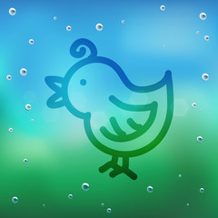 Hand draw cartoon and water drop on glass.