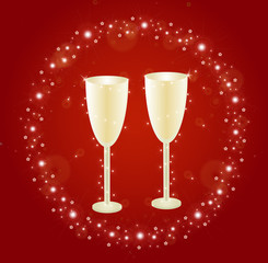 Glasses on a red background