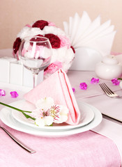 Elegant table setting in restaurant