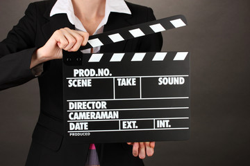 Movie production clapper board isolated on black