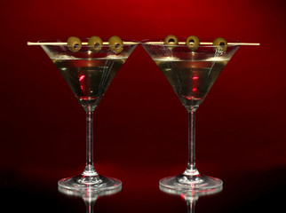 Martini glasses on dark background