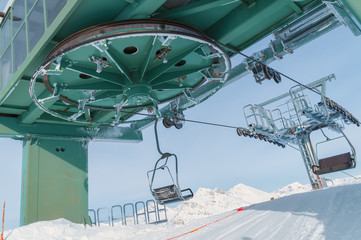 chairlift with snow in Madesimo, Italy