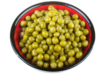 green peas, in a bowl, isolated, white background