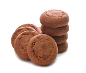 Chocolate cookies isolated on white background