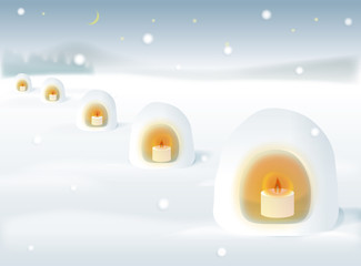 かまくらキャンドルと雪