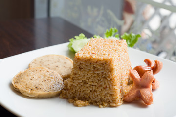 Chilli Sauce Fried Rice with Pork sausage