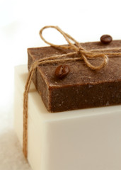 coffe and milk soap close up