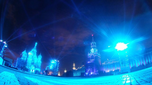 Calottes of Kremlin stands in light on festival CIRCLE OF LIGHT