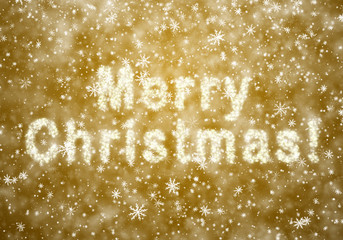 Inscription of Merry Christmas from snowflakes