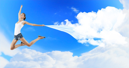 Modern style dancer against blue sky