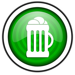 beer green glossy icon isolated on white background