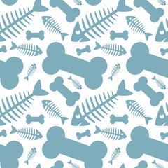 Seamless background of fish and bones