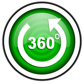 360 degrees panorama green glossy icon isolated