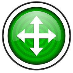 Obraz premium move arrow green glossy icon isolated on white background