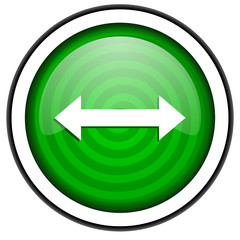 move arrow green glossy icon isolated on white background