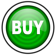 buy green glossy icon isolated on white background