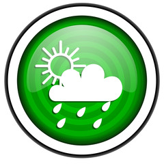 weather forecast green glossy icon isolated on white background