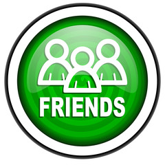friends green glossy icon isolated on white background