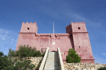 Ancient Red Tower in Malta Island