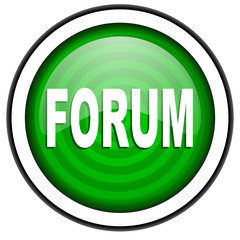 forum green glossy icon isolated on white background