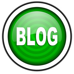 blog green glossy icon isolated on white background