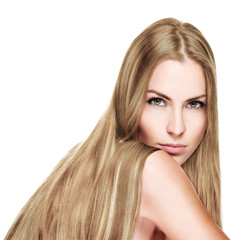 Fototapeta premium Beautiful Woman with Straight Long blond Hair