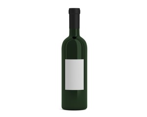 Weinflasche grün mit Etikett klein