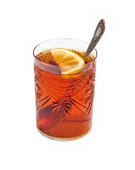 tea glass with a lemon