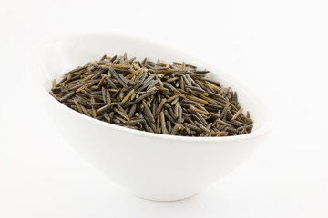 Wild rice in white bowl