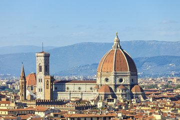 Fototapeta na wymiar Florence, Duomo Cathedral landmark. Panorama z Michelang