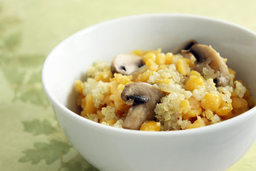 Yellow Split Peas and Quinoa with Mushrooms