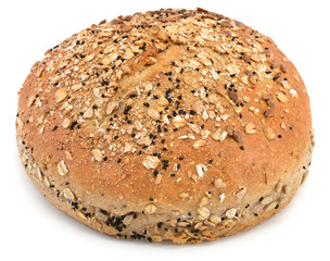 Whole wheat bread on white background