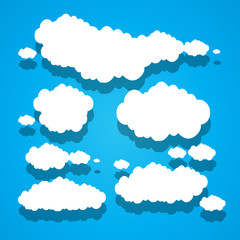 paper clouds blue sky background